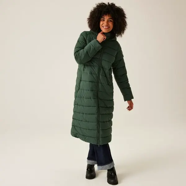 Dámský dlouhý prošívaný kabát regatta elender tmavě zelená 46