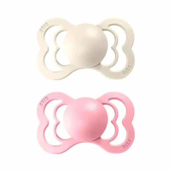 BIBS Supreme symetrické cumlíky zo silikónu 2ks - veľkosť 2 - Ivory / Baby Pink