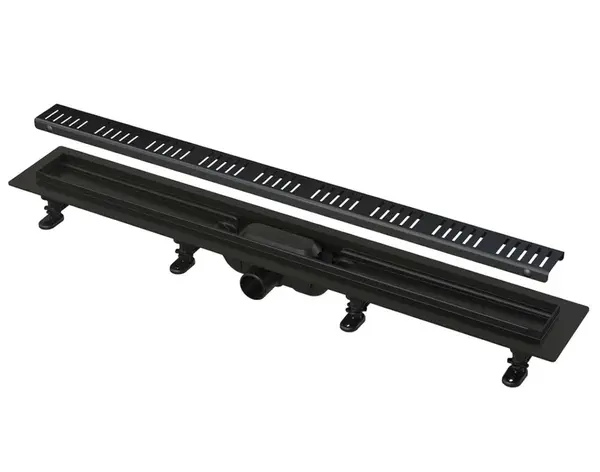 Alcadrain Odtokové žlaby - Sprchový žlab Simple 55 cm, s okrajem pro perforovaný rošt, včetně roštu, černá mat APZ10BLACK-550M