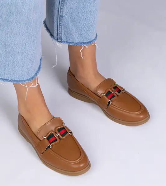 Gemre Brown eco-leather moccasins with Kalenda ornament