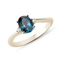 Prsteň zo žltého zlata s topásom a diamantmi KLENOTA