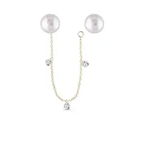 Variabilní perlové náušnice s diamanty a řetízkem ve zlatě KLENOTA