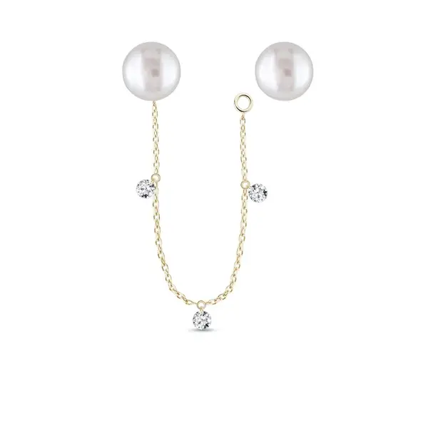 Variabilní perlové náušnice s diamanty a řetízkem ve zlatě KLENOTA