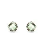Náušnice pecky z růžového zlata se zelenými ametysty KLENOTA