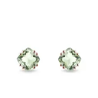 Náušnice pecky z růžového zlata se zelenými ametysty KLENOTA