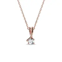 Náhrdelník stužka s briliantem v růžovém zlatě KLENOTA