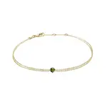 Dvojitý náramek ze žlutého zlata s kulatým vltavínem KLENOTA