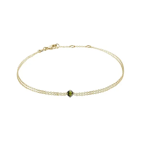 Dvojitý náramek ze žlutého zlata s kulatým vltavínem KLENOTA