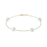 Zlatý řetízkový náramek se 4 bílými perlami KLENOTA