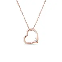 Náhrdelník ve tvaru srdce s briliantem v růžovém zlatě KLENOTA