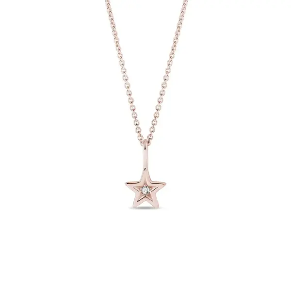 Přívěsek hvězdička z růžového zlata s diamantem KLENOTA