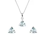 Souprava šperků s akvamarínem v bílém 14k zlatě KLENOTA