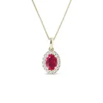 Přívěsek s rubínem a diamanty ve žlutém zlatě KLENOTA