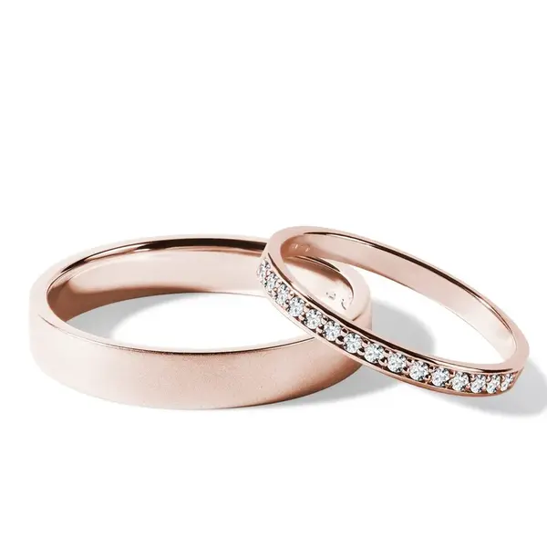 Diamantová svadobná súprava half eternity z ružového zlata KLENOTA