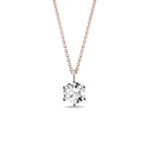 Prívesok z ružového zlata s pol karátovým briliantom KLENOTA