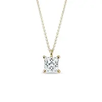 Zlatý náhrdelník s lab grown diamantom vo výbruse princess KLENOTA