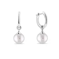 Perlové náušnice krúžky z bieleho zlata KLENOTA