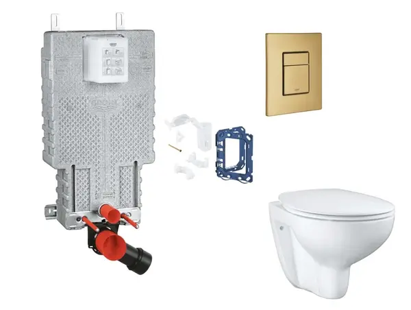 Grohe Uniset - Set predstenovej inštalácie, klozetu, dosky SoftClose, tlačidla Skate Cosmopolitan a súpravy na vhadzovanie tabliet, kefovaný Cool Sunr