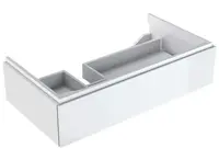Geberit Xeno 2 - Skrinka pod umývadlo 90 cm, s odkladacou plochou, zásuvka s LED svietidlom, lesklá biela 500.513.01.1