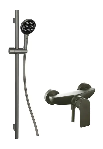 kielle Vega - Sprchový set s baterií, tyčí, hadicí a sprchovou hlavicí, gun metal 20618SP13