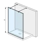 Jika Pure - Sklenená stena pevná 140 cm na sprchovú vaničku 140 cmx80 cm a 140 cmx90 cm, s úpravou Jika Perla Glass, 140cm x20cm x200 cm H267422002668