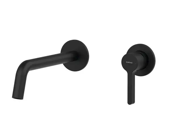 Sapho Iconic - Umývadlová batéria pod omietku, 2-otvorová inštalácia, s telesom, matná čierna AF008B