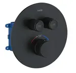 kielle Oudee - Termostatická baterie pod omítku, včetně tělesa, pro 2 spotřebiče, matná černá 10602204