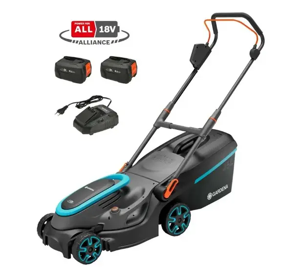 Gardena - 18V AKU sekačka na trávu PowerMax 37/36V P4A, záběr 37 cm, 2x aku Li-Ion 4,0 Ah, nabíječka 14638-20