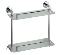 Sapho X-Round - Dvojitá polička, délka 40 cm, sklo/chrom XR602