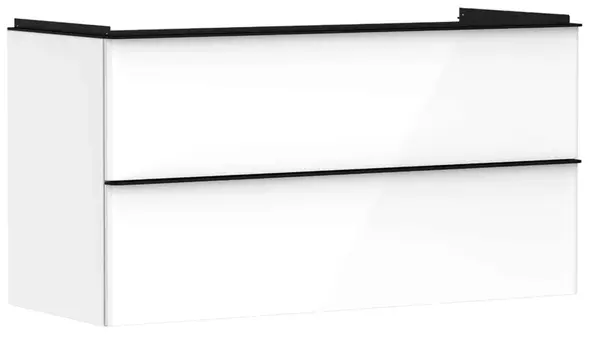 Hansgrohe Xelu Q - Umývadlová skrinka, 63x118x50 cm, 2 zásuvky, lesklá biela/matná čierna 54035670