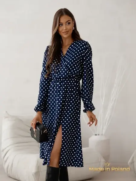 Resti Women's Midi Dress in Polka Dots Midnight Bloom