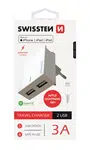 SWISSTEN SÍŤOVÝ ADAPTÉR SMART IC 2x USB 3A POWER + DATOVÝ KABEL USB / LIGHTNING MFi 1,2 M, BÍLÁ