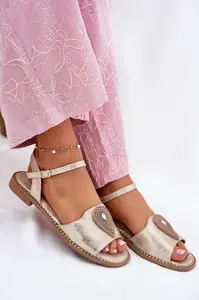 S. BARSKI Dámské Sandály Na Plochém Podpatku S Ozdobou S.Barski