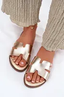 EVENTO Dámské Plátěné Sandály Z Eko Kůže Zlaté Firvania