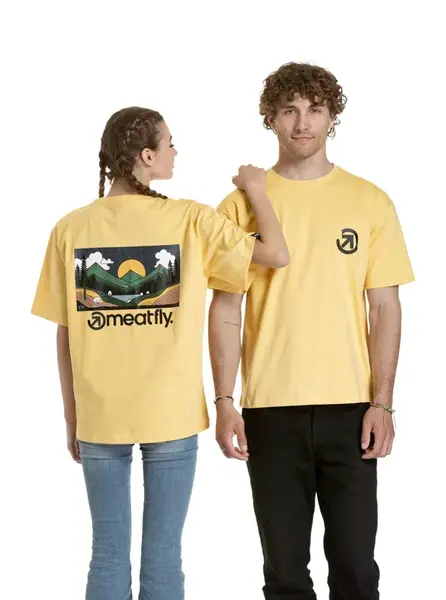 Meatfly unisex tričko Cachuma Cornsilk Mountains | Písková | Velikost S/M | 100% bavlna