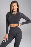 Gym Glamour Crop-Top bezešvý Grey Melange, XS, šedá