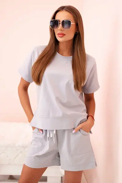 Kesi Włoski Dámský punto set s krátkými rukávy a šortkami šedý