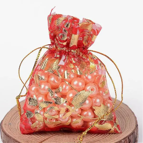 Rose Printed Organza Bags