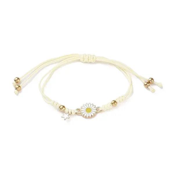 Sunflower Alloy Enamel Charms Braided Bracelets