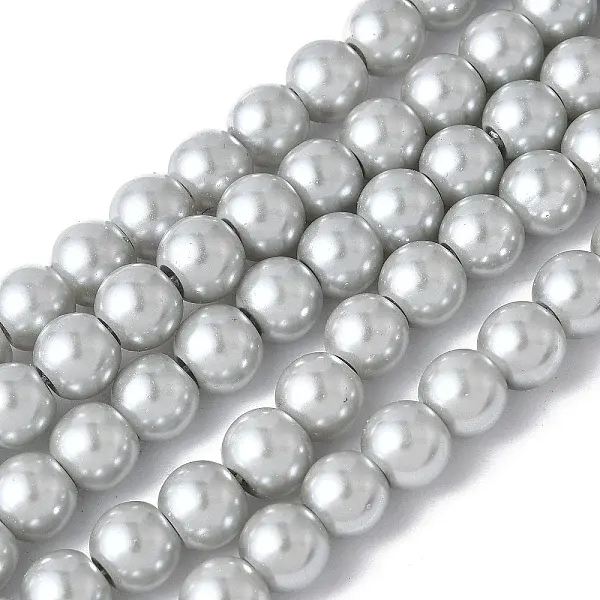 Baking Painted Pearlized Glass Pearl Round Bead Strands
