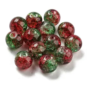 Transparent Spray Painting Crackle Glass Beads