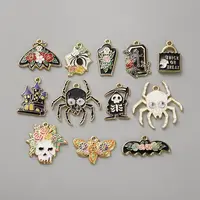 12Pcs 12 Styles Halloween Alloy Enamel Pendants