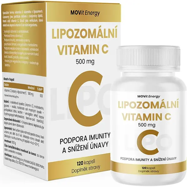 Movit Energy Lipozomální Vitamin C 500 mg kapsle pro podporu imunitního systému, krásnou pleť a nehty 120 cps