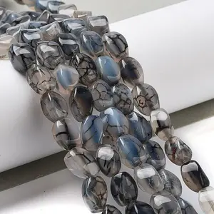 Natural Dragon Veins Agate Beads Strands