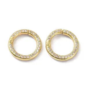 Rack Plating Eco-Friendly Brass Micro Pave Clear Cubic Zirconia Twister Clasps