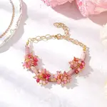 Natural Dyed Agate & Rhodonite Beads Link Bracelets