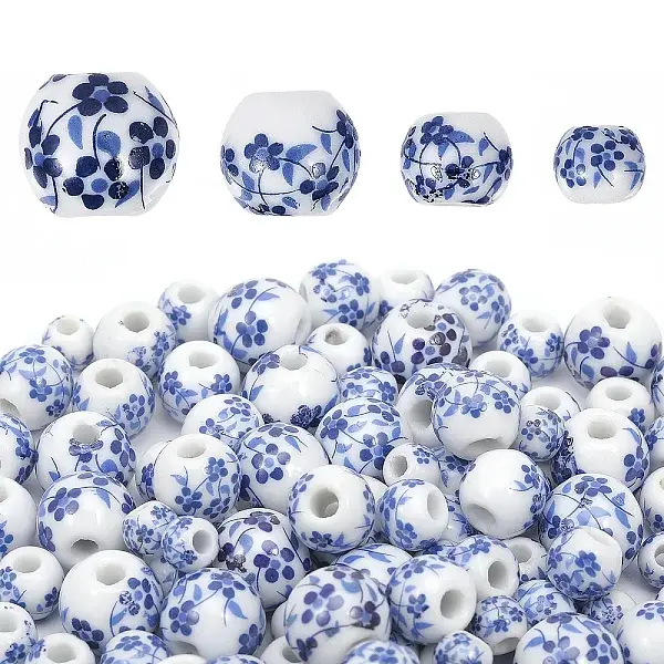 200Pcs 4 Styles Handmade Porcelain Beads