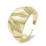Brass Micro Pave Cubic Zirconia Open Cuff Ring