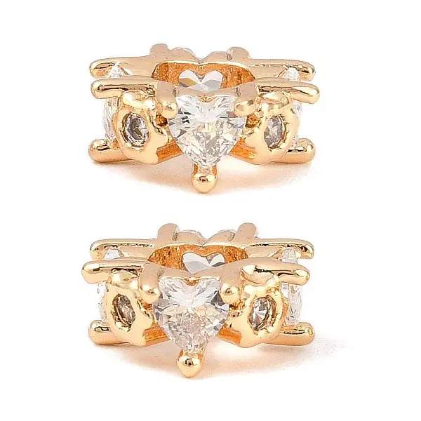 Brass Micro Pave Cubic Zirconia Beads