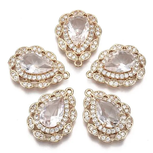 Brass Micro Pave Cubic Zirconia Pendants